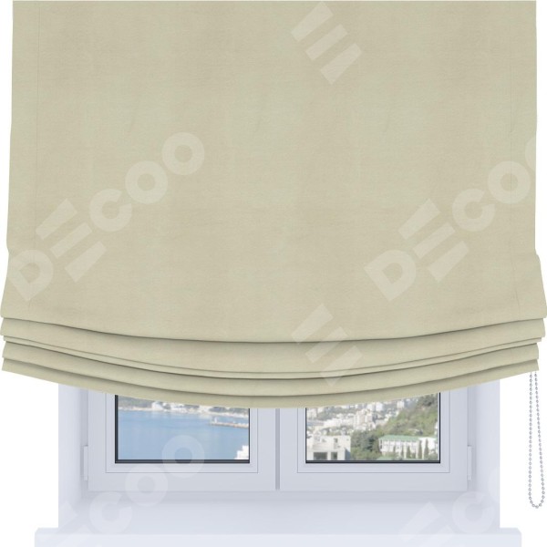 Римская штора Soft с мягкими складками, ткань бархат молочный