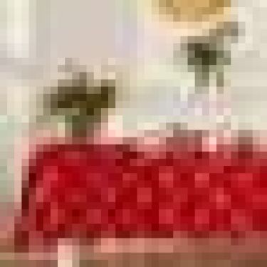 Скатерть Этель "Пуансеттия" цв.красный, 142*110 +/-3 см, 115 ±10 гр,100% п/э