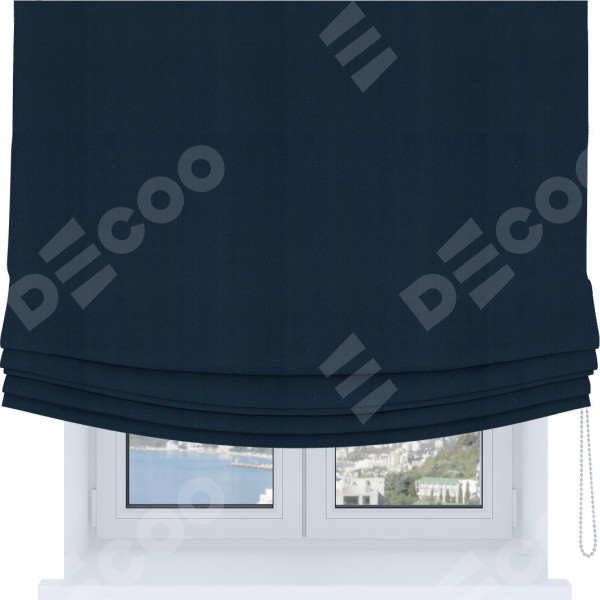 Римская штора Soft с мягкими складками, ткань блэкаут однотонный синий