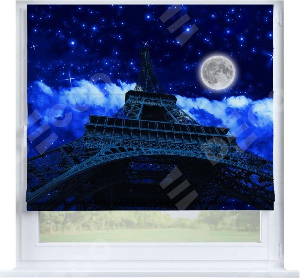 Римская штора «Кортин» на створку «Ночь в Париже»