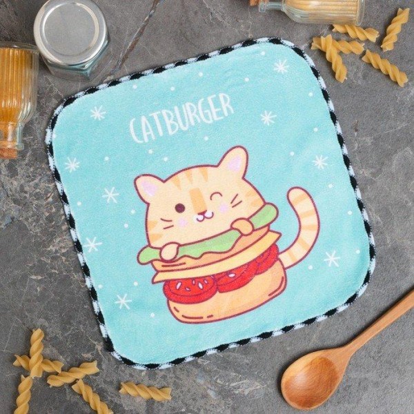 Салфетка для уборки "Catburger", 20х20 см, п/э