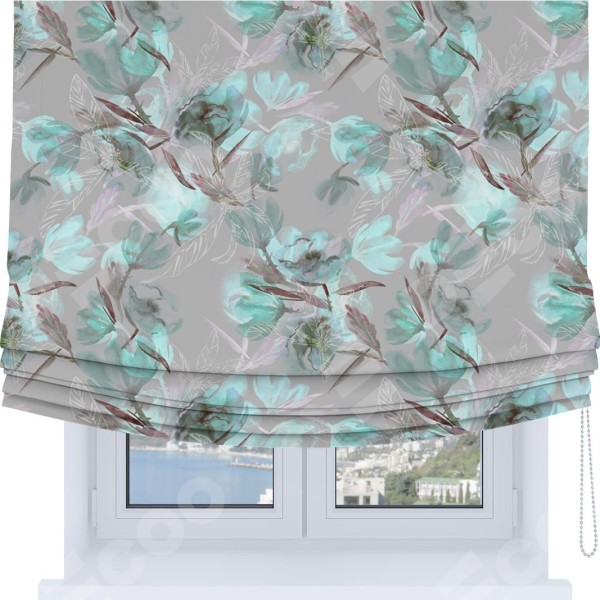 Римская штора Soft с мягкими складками, «Цветочная акварель»