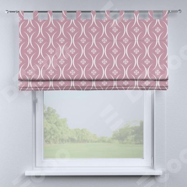 Римская штора «Кортин» на петлях «Воздушный узор розовый»